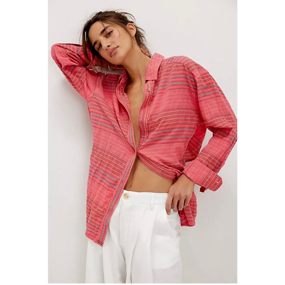 Free People We The Free Coastal Stripe Shirt | Size S - Picture 2 of 8